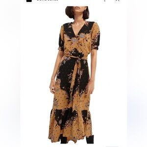 Scotch & Soda Patchwork Maxi Dress in Black and Tan